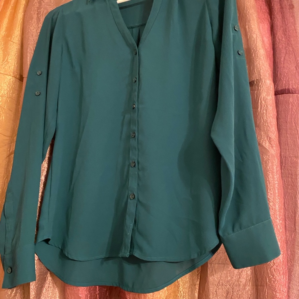 Vintage! Source Unknown Teal Button-Down Shirt - image 1